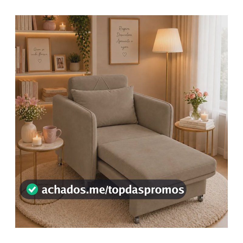 Poltrona Retrátil Confortável 125cm Daiana Porto Marrom Amarelado Suede Liso