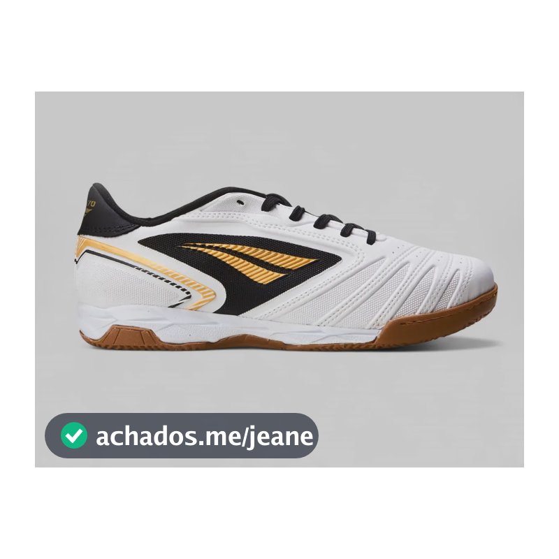 Chuteira Futsal Masculina Brasil 70 Y-1 Penalty Branco-preto-dourado 38 Br