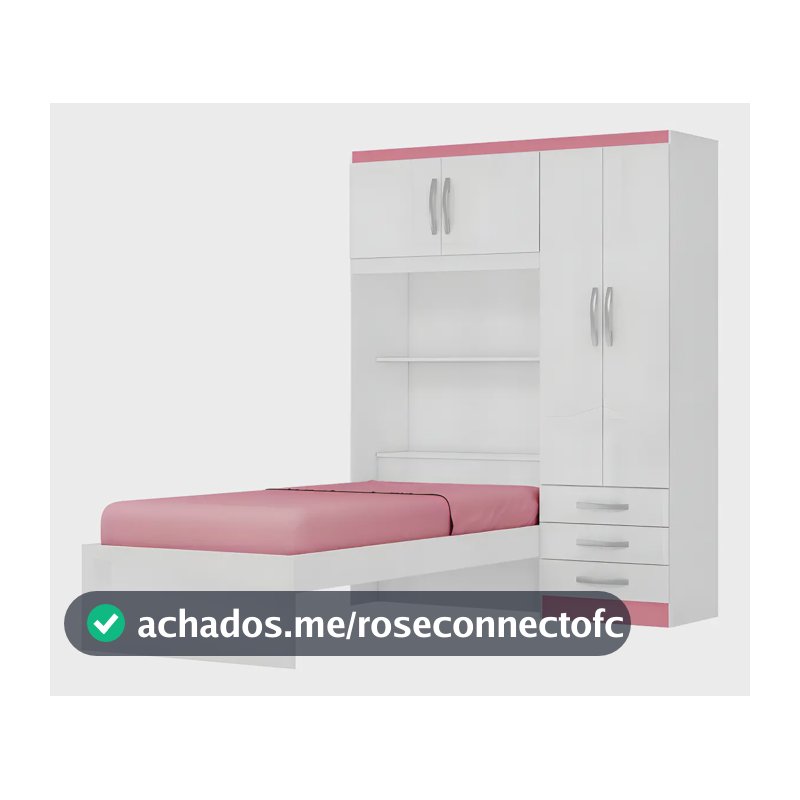 Guarda Roupa Infantil Menina com Cama 4 Portas 3 Gavetas Espresso Móveis Branco/Pink