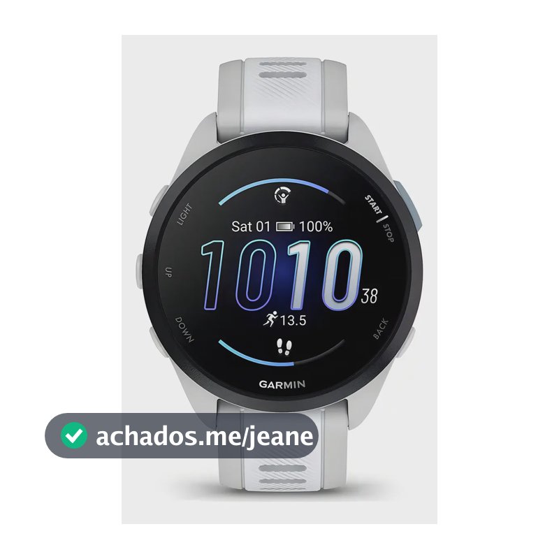 Relógio Garmin Forerunner 165 Music Amoled Preto () Caixa Branco Pulseira Branca