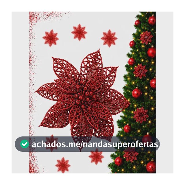 Kit C/ 12 Flor Natalina Decoração Árvore Natal Luxo Enfeite