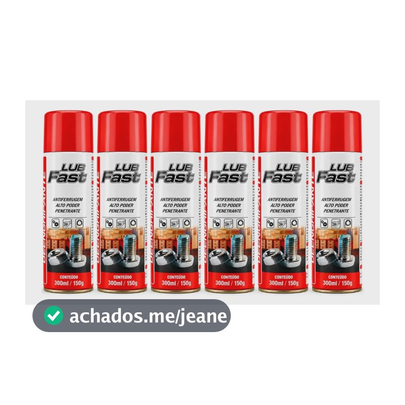 Kit 6 Desengripante Lub Fast 300ml Antiferrugem Spray