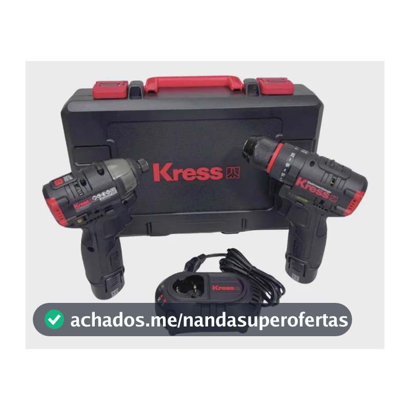 Kit Parafusadeira e Chave de Impacto Brushless Kress 12V 2 Baterias