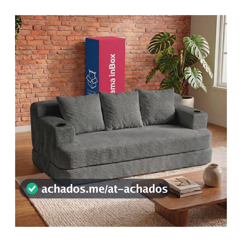 Sofá Cama Nami. 1,88m Xpand Tech Tecido Velourê Cama Inbox Cinza Liso