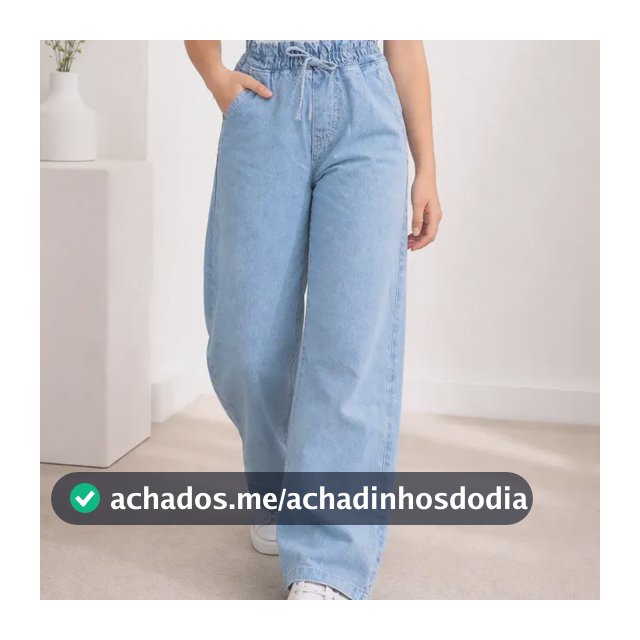 Calça Jeans Wide Leg 100% Algodão Juvenil Elástico Clochard
