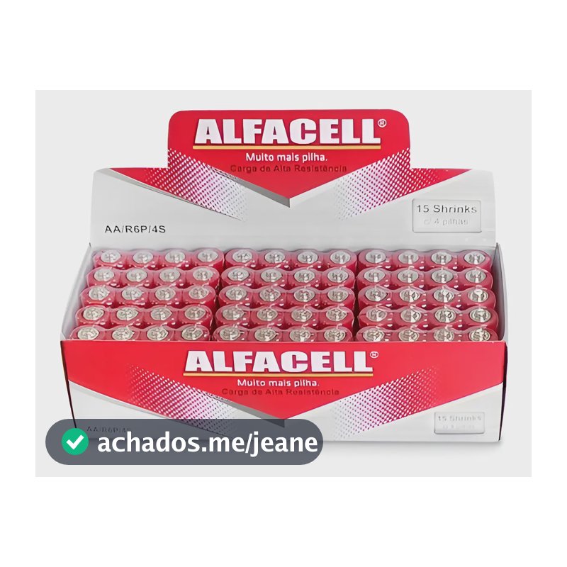 Pilha AA Alfacell LR64B Cilíndrica Zinco 1.5V Kit 60 Unidades