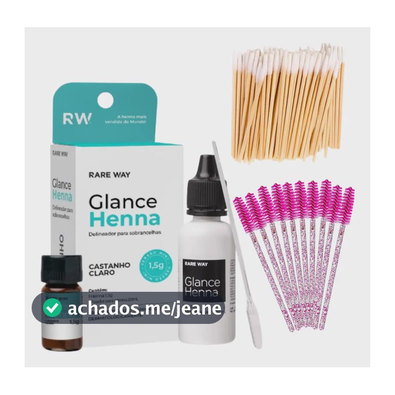 Henna Glance Para Sobrancelhas 1,5gr Palito Escovinhas Cor Castanho Claro