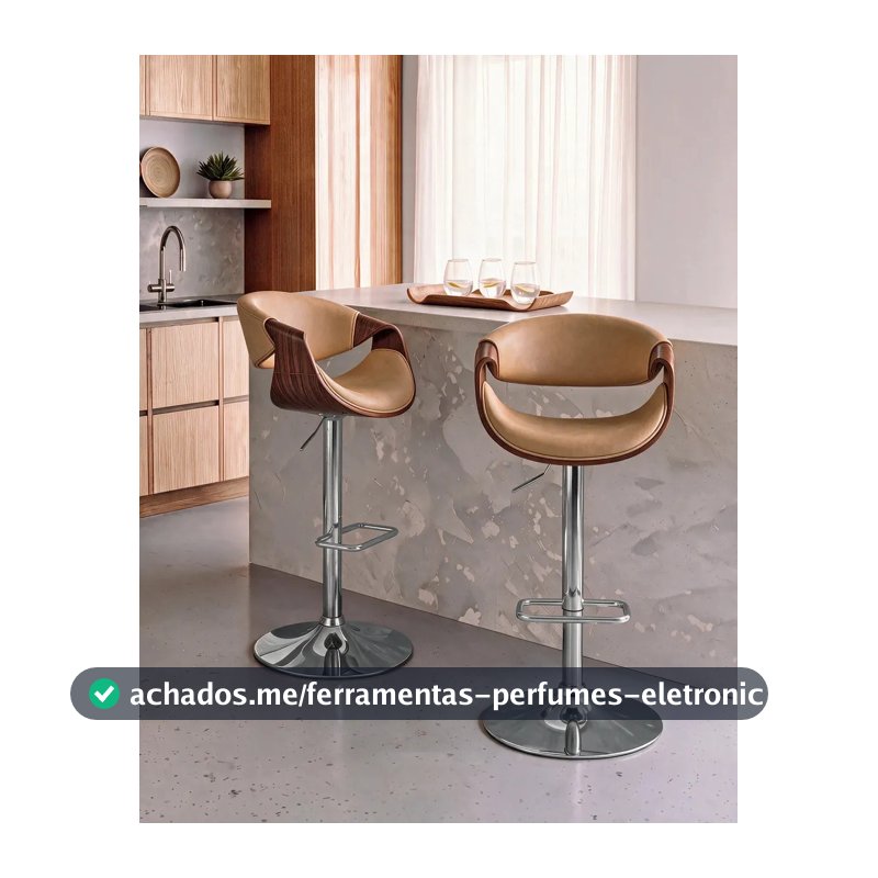 Kit 2 Banquetas Nicole Munique Cor Caramelo - Base Disco Cromado Giratória Moderna Design Confortável Com Encosto E Apoio Pés
