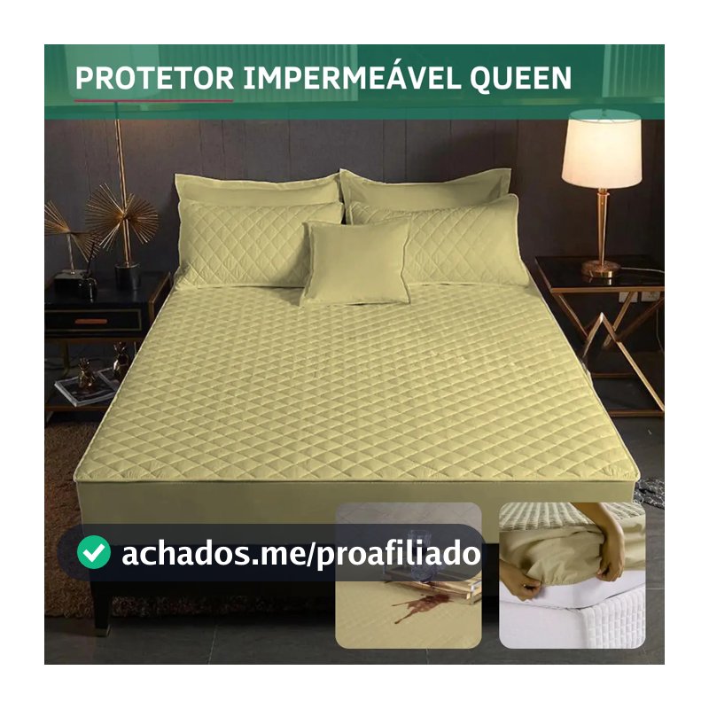 Protetor De Colchão Impermeável Queen Matelado Premium Antiácaro Antialérgico Extra Macio E Silencioso Caqui