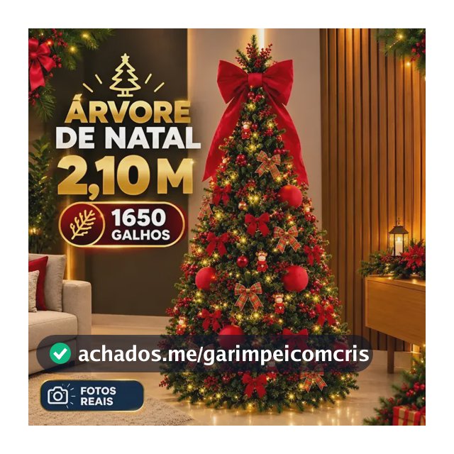 Árvore De Natal 2,10m Fácil Montagem 1675 Galhos Articulado Verde