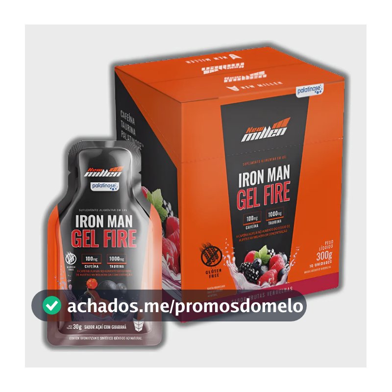 Iron Man Fire Gel Frutas Vermelhas Com C/ 10 Sachês De 30g - New Millen Frutas Vermelhas