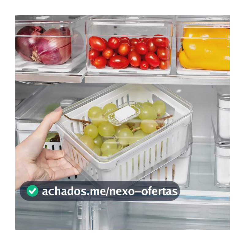 Organizador Geladeira Tampa Acrílico Drenagem 2,2 Litros