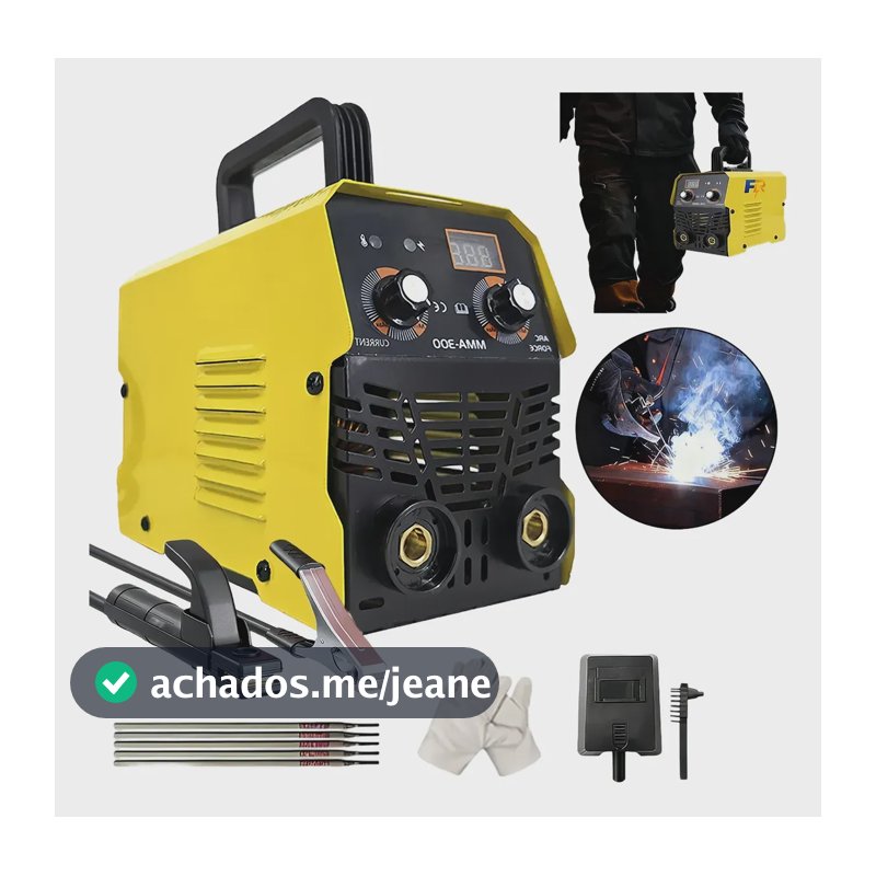 Máquina Inversora Solda Portatil  Igbt Profissional Mma 300a Amarelo-110v 110v