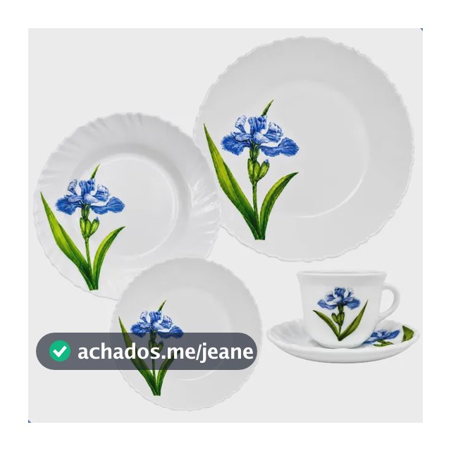 Aparelho De Jantar E Chá Opaline 20 Peças Pratos E Xícaras Branco Floral
