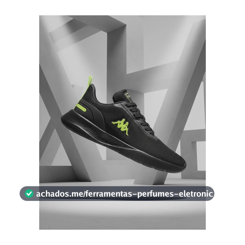 Tenis Kappa Treviso Original Unissex Confortável Academia Preto-amarelo-limão 41 Br