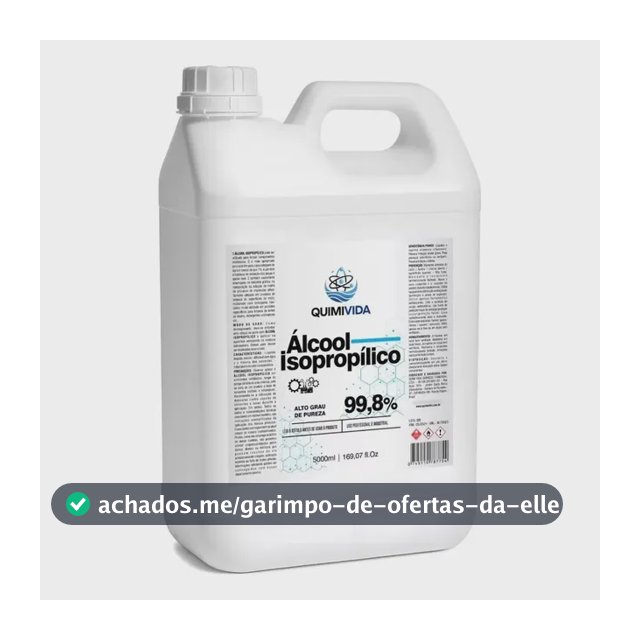 Álcool Isopropílico Quimivida 5 Litros Puro Limpador Eletrônico Antiestático