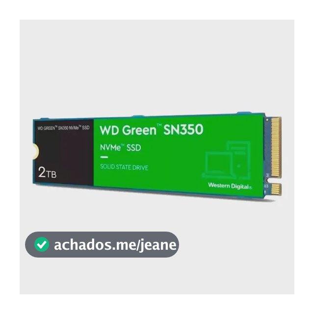 Ssd 2tb M.2 2280 Nvme Pcie Gen3 Western Digital WD Green SN350 Wds200t3g0c Velocidade De Leitura Até 3200mb/s Cor Verde Disco Sólido Interno