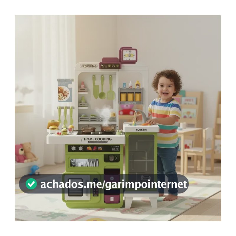 Brinquedo Cozinha Infantil Grande Com Acessórios Completo Verde