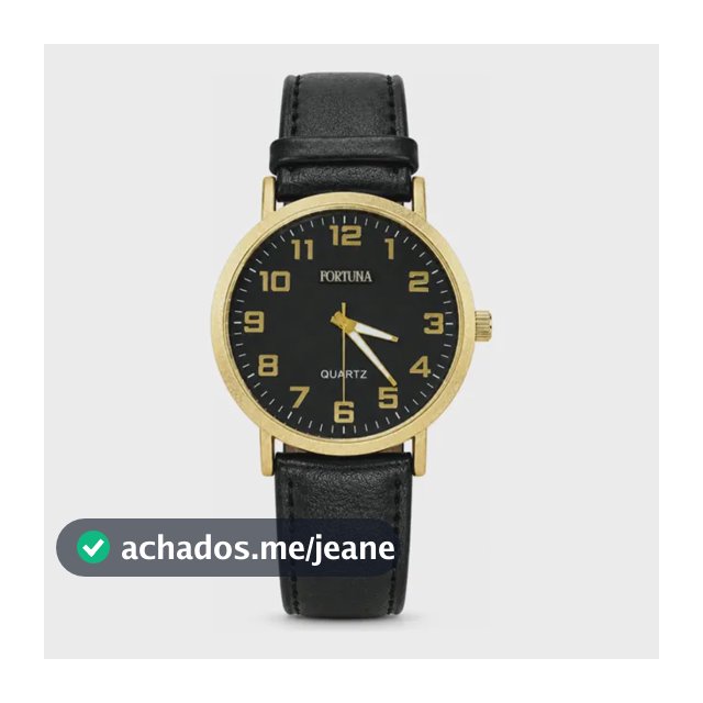 Relógio De Pulso Masculino Minimalista Old Money Fortuna Preto Cx Dourada E Preto