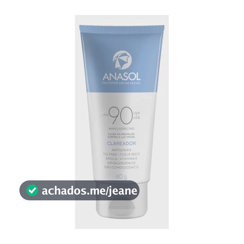 Anasol Protetor Solar Facial 60g Clareador Fps 90 Hipoalergênico