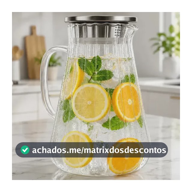 Jarra Vidro Borossilicato 1,7 Litros Tampa Inox Água Suco Chá Cozinha Sólar Resistente