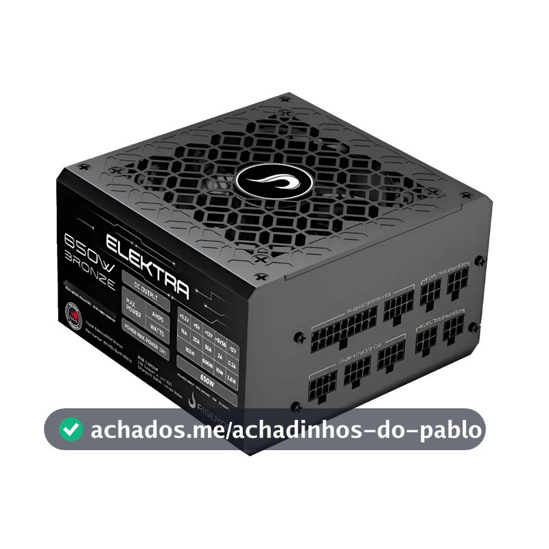 Fonte Gamer Rise Mode Elektra 650w Full Modular Selo Teclab Preto