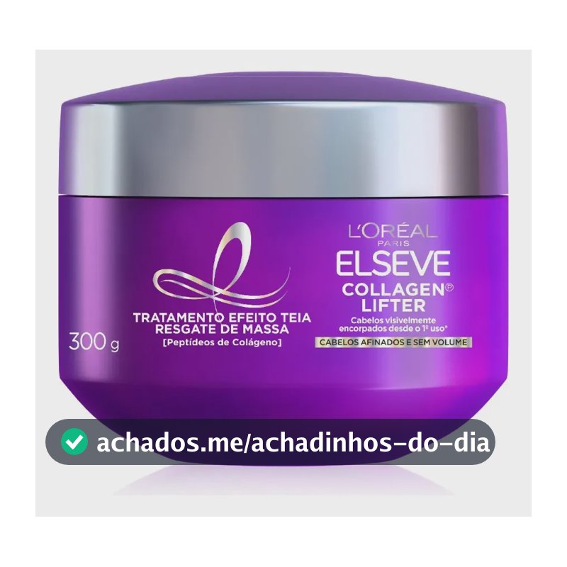 L'Oréal Paris Elseve Collagen Lifter Máscara de Tratamento Condicionante Efeito Teia Para Resgate de Massa com Peptídeos de Colágeno Reconstrói a Fibra e Dá Volume por 72h 300g