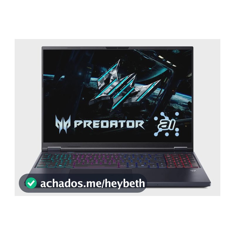 Notebook Gamer Acer Predator Helios Neo 16 IA com Placa NVIDIA GeForce RTX 5070 8GB Processador Intel Core Ultra 7 32GB RAM DDR5 512GB SSD Tela 16" WQXGA 240Hz IPS Windows 11 PHN16-73-76H8