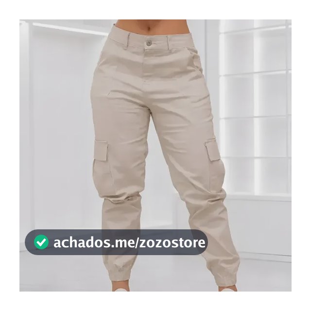Calça Cargo Jogger Jeans Feminina Com Bolso Lateral Premium