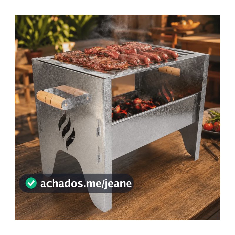 Churrasqueira Portátil Pequena Desmontável Grelha Inox Galvanizada
