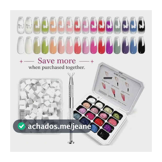 Kit Gel Degradê Unhas 16 Cores 100 Esponjas Zh789-1
