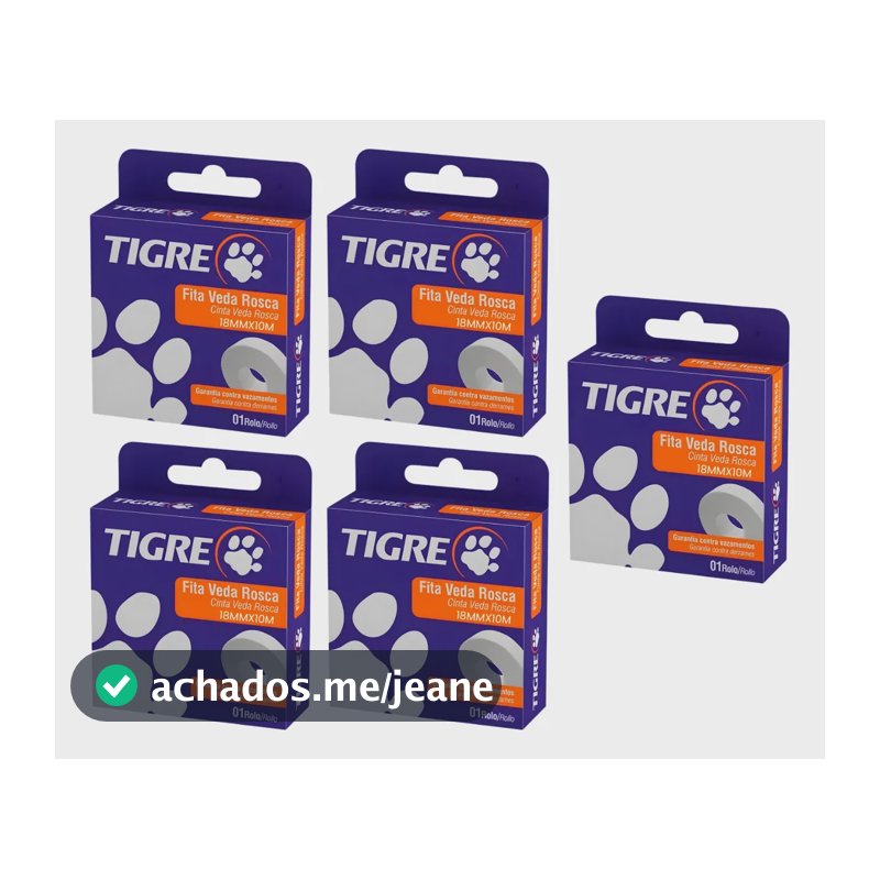 5un Fita Veda Rosca Teflon Tigre 18mm X 10 Metros Envio Hoje Branco Liso
