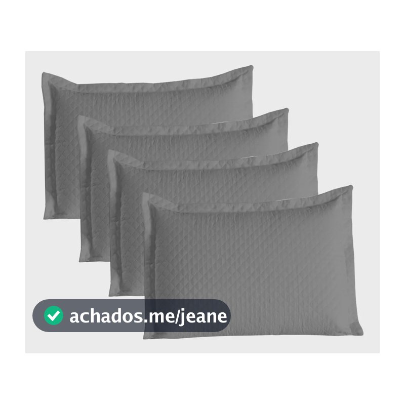 Kit 4 Fronhas Matelado 50x70 Antiácaro 200 Fios Capas Macio Cinza Lisa