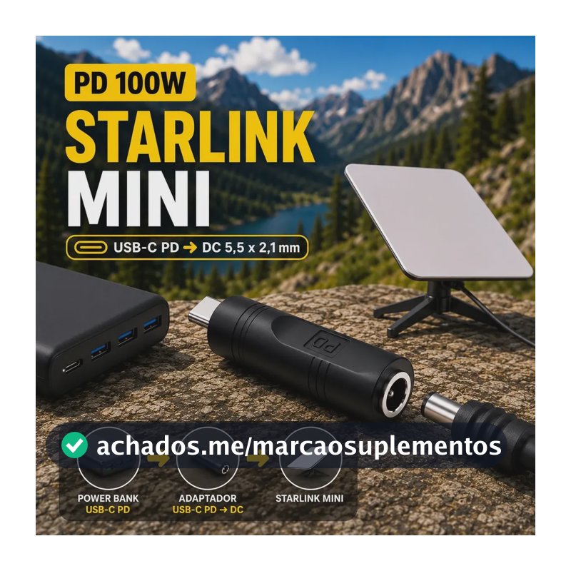 Adaptador Conversor P Fonte Starlink Mini Tipo C P Dc 100w 100