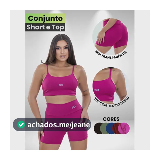 Conjunto Bermuda Top Feminino Academia  Zero Transparencia