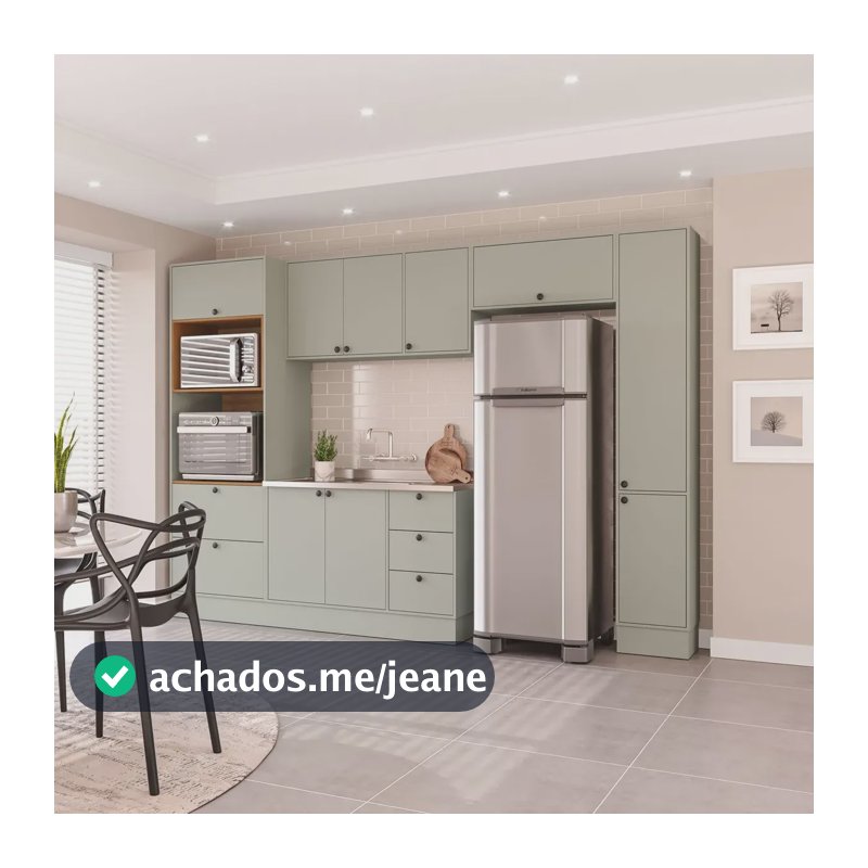 Cozinha Completa Com Rodapé 5 Peças Rubi Yescasa Djwt Verde Oliva