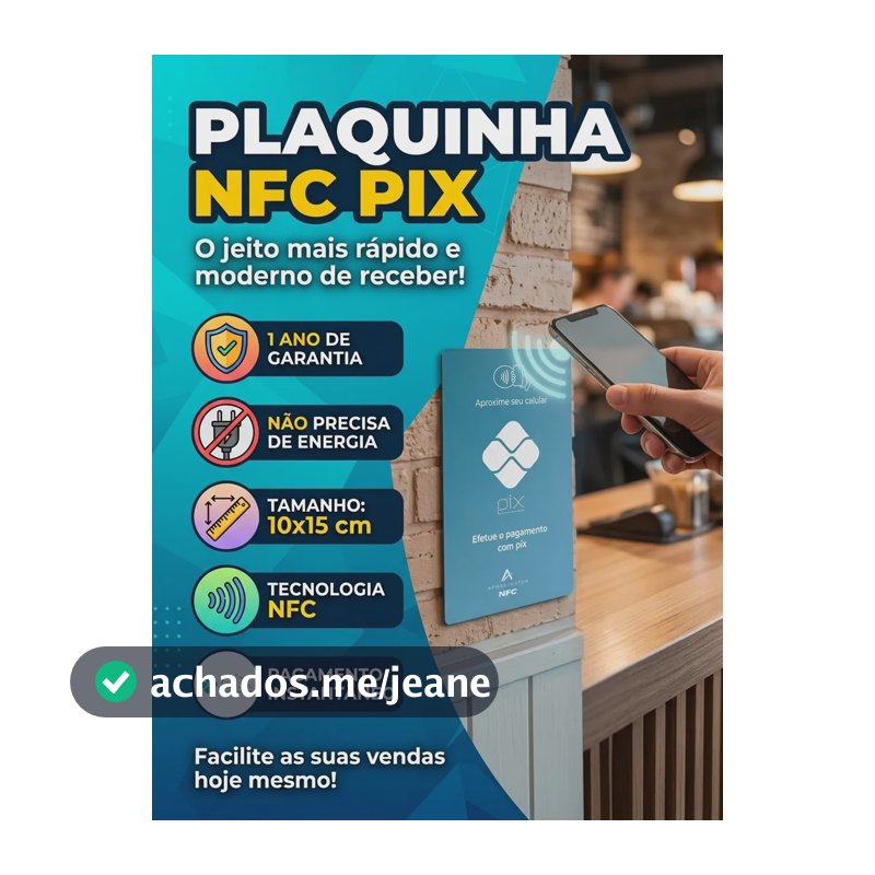 Placa Pix Com Nfc Para Pagamento Por Aproximação 10x15cm Pvc
