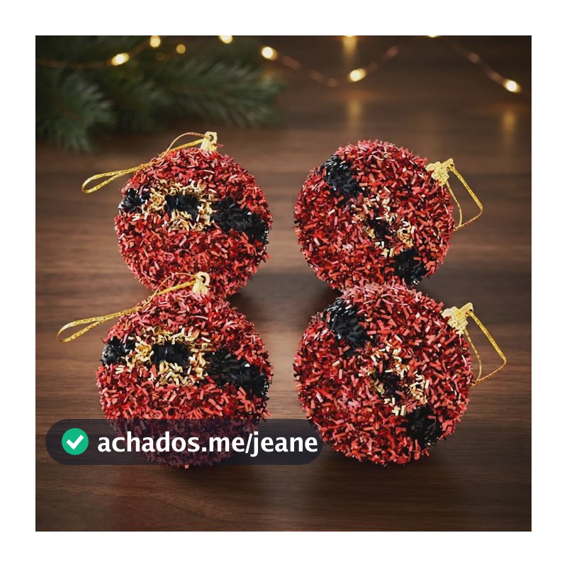 Conj 4pcs Bola Natalina Roupa Noel Glitter - 10cm