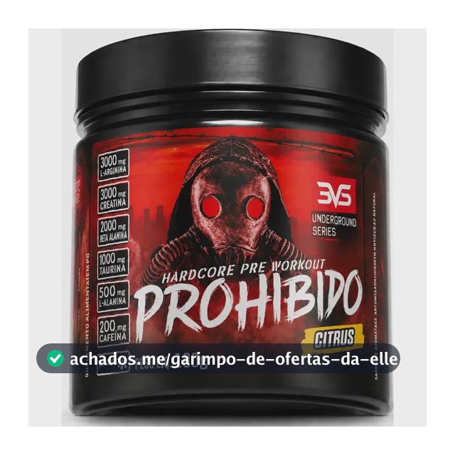 PRÉ TREINO PROHIBIDO 180g Sabor Citrus - Fórmula Avançada contendo Creatina, Beta Alanina, Taurina, L-tirosina, L-alanina, Cafeína, Arginina e Palatinose - Extra Forte