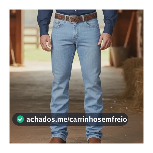 Calça Masculina Country Rodeio Cowboy Jeans Reta Elastano