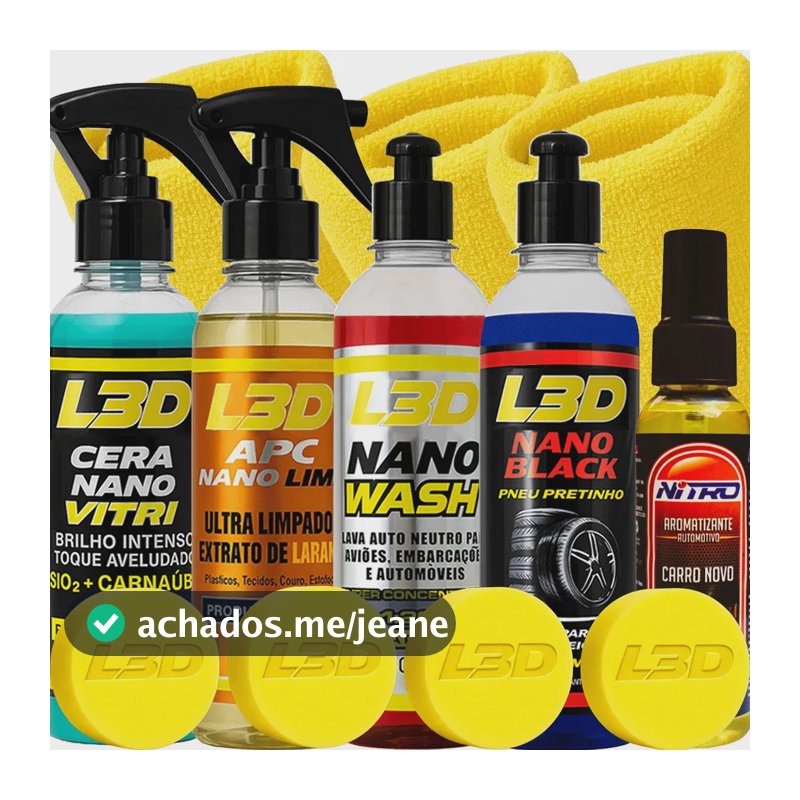 Kit Lavagem Automotiva Cera Shampoo Apc Pretinho Aromatizado