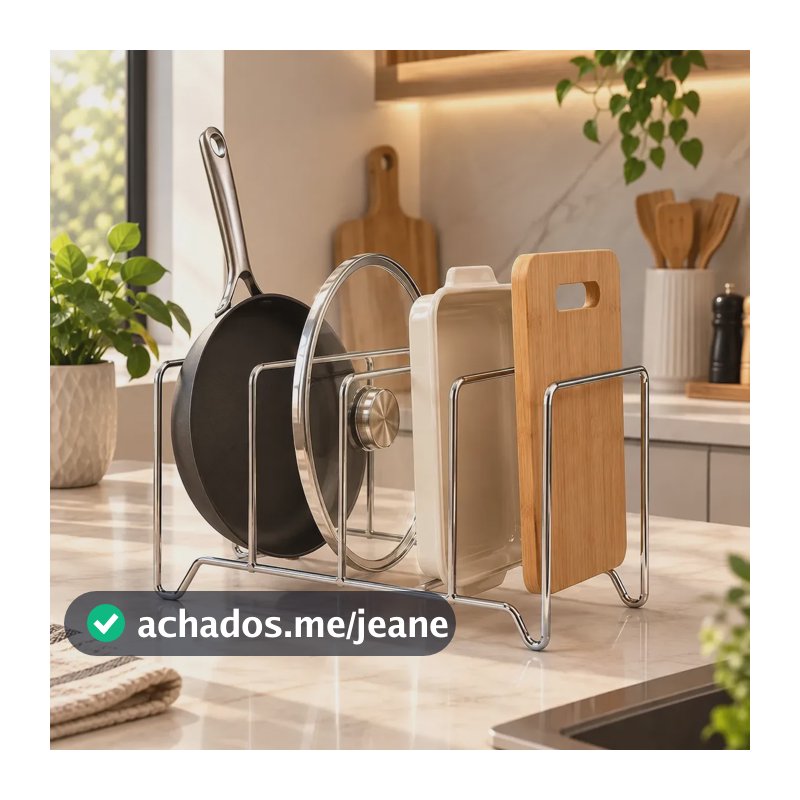 Suporte Organizador Tampas Panelas Frigideiras Formas Prateado