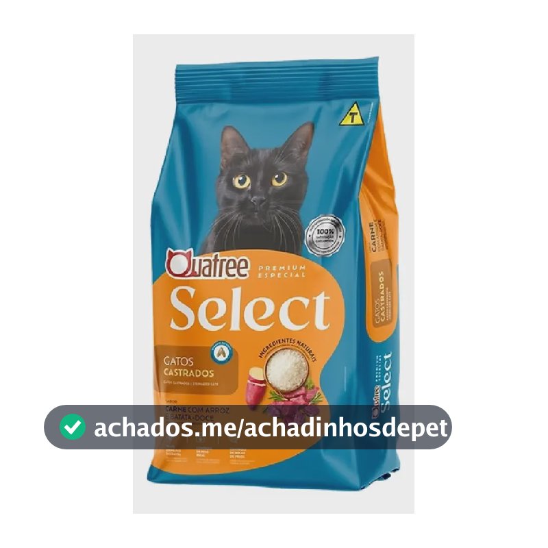 Raçao Quatree Select Gatos Castrados Carne 10,1kg