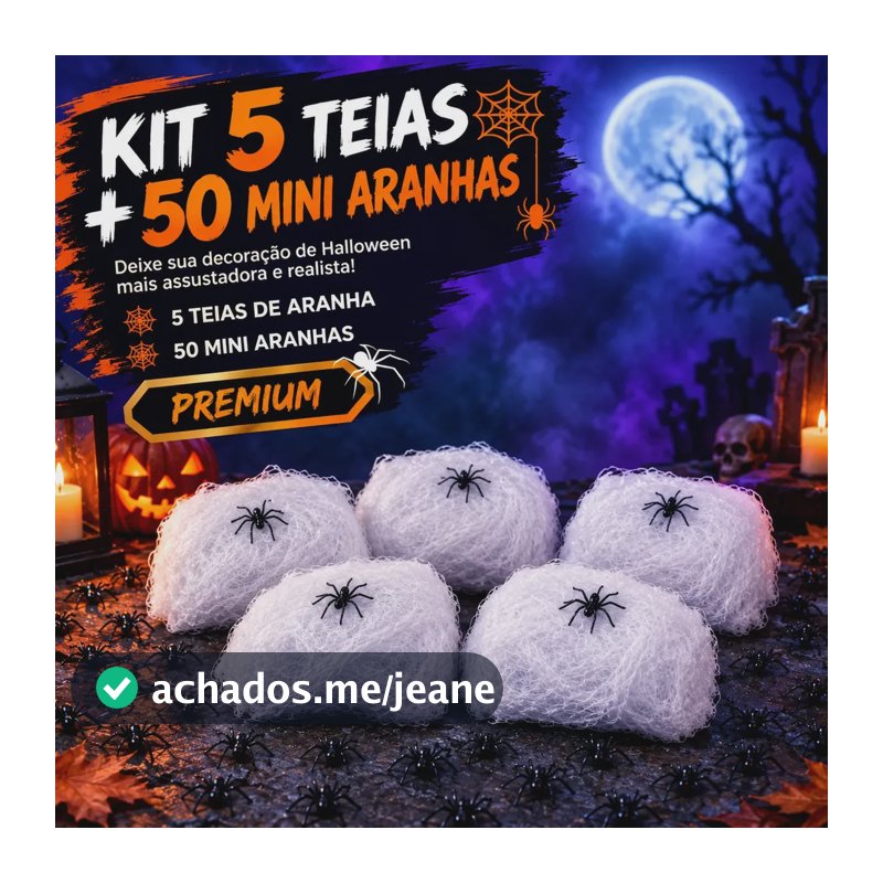 Kit 5 Teia + 50 Mini Aranha Decoração De Halloween Enfeites