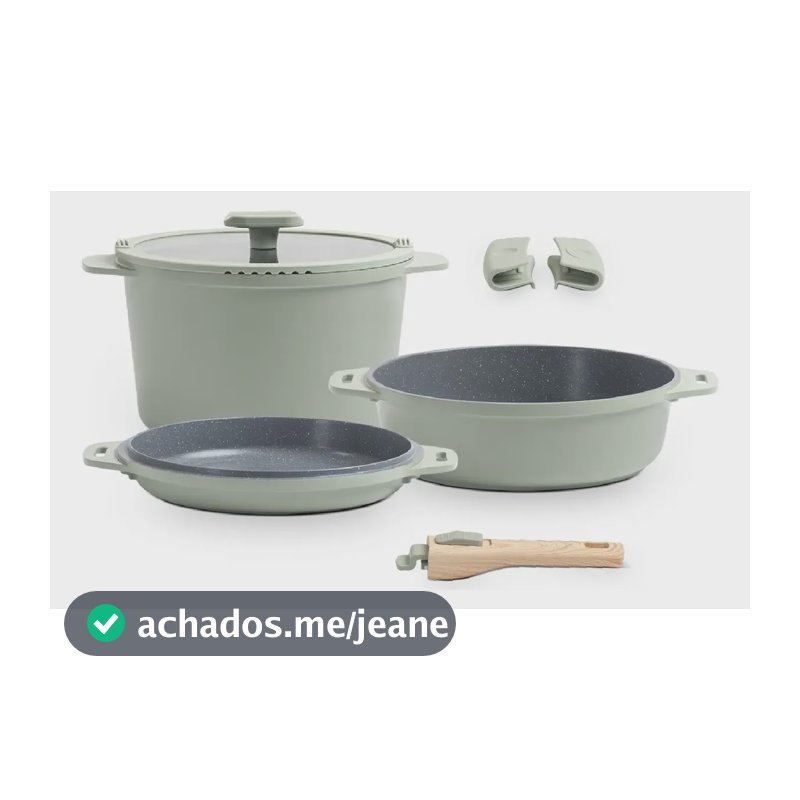 Jogo De Panelas Empilhável Loft 7 Peças Ceramic Life Verde