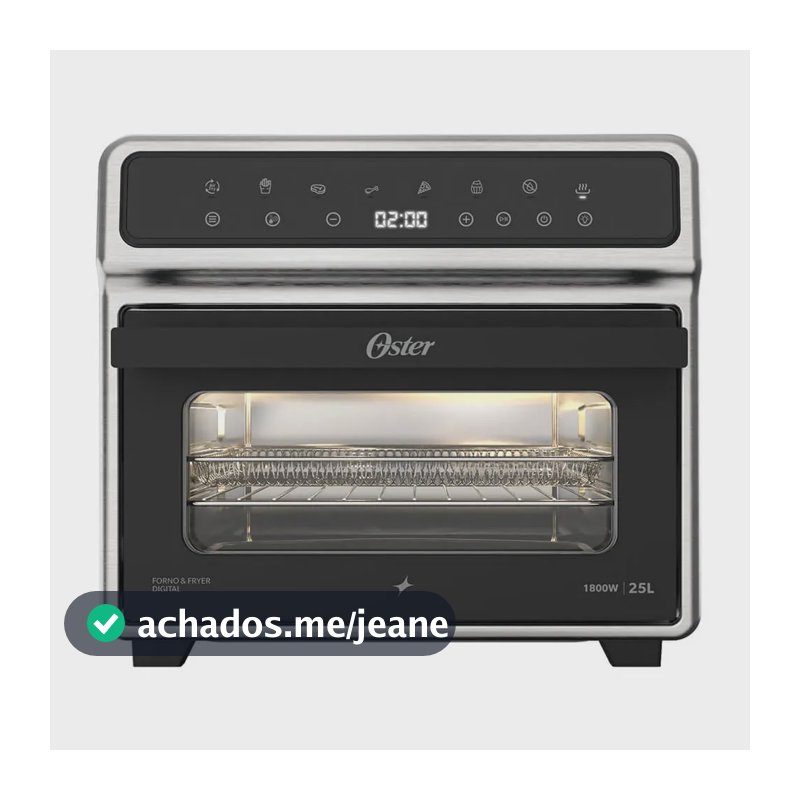Fritadeira Air Fryer e Forno Oster 8 em 1 25L Digital Inox OFOR270