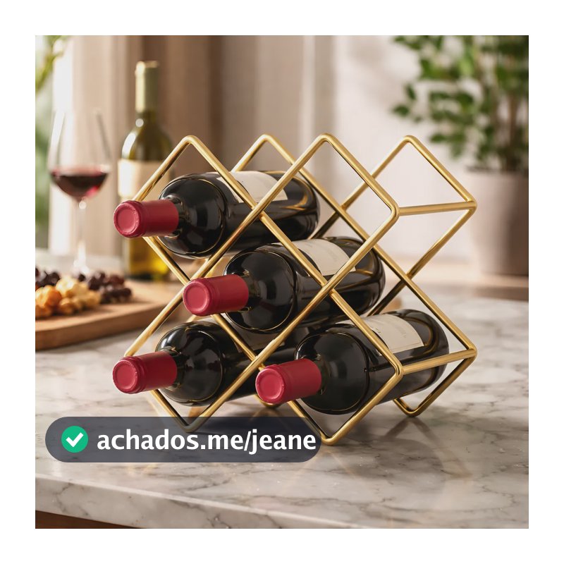 Adega Vinho  De Mesa Empalhável Porta Garrafas Colmeia Aço Dourado