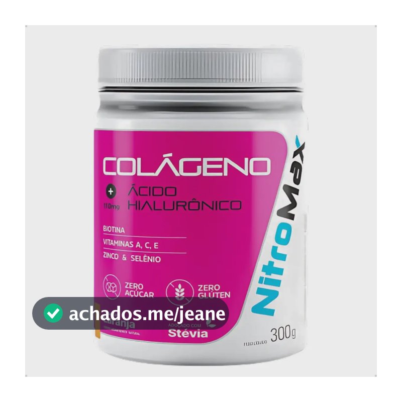 Colágeno Hidrolisado + Ácido Hialurônico 300g Nitromax Sabor Laranja