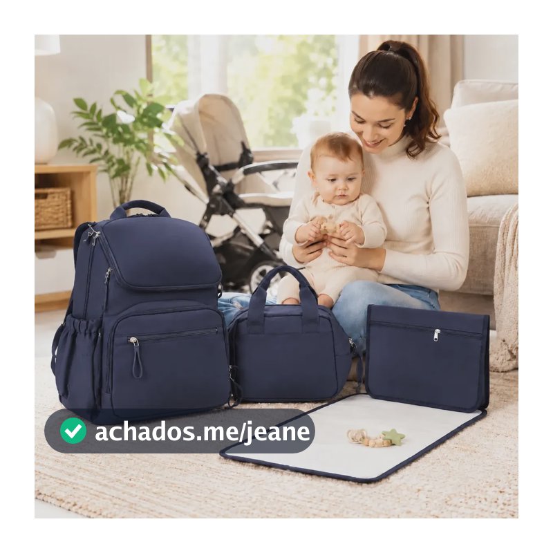 Mochilas para gestantes e bebês Mochila Bolsa Maternidade Térmica Presente Bebê Versão Luxo,bolsa maternidade,saquinho maternidade,Azul