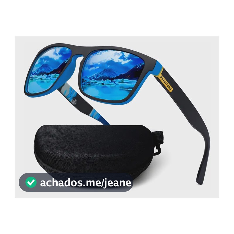 Óculos De Sol Pesca Bike Viagem Preto Polarizado Proteção Uv Azul Preto E Azul